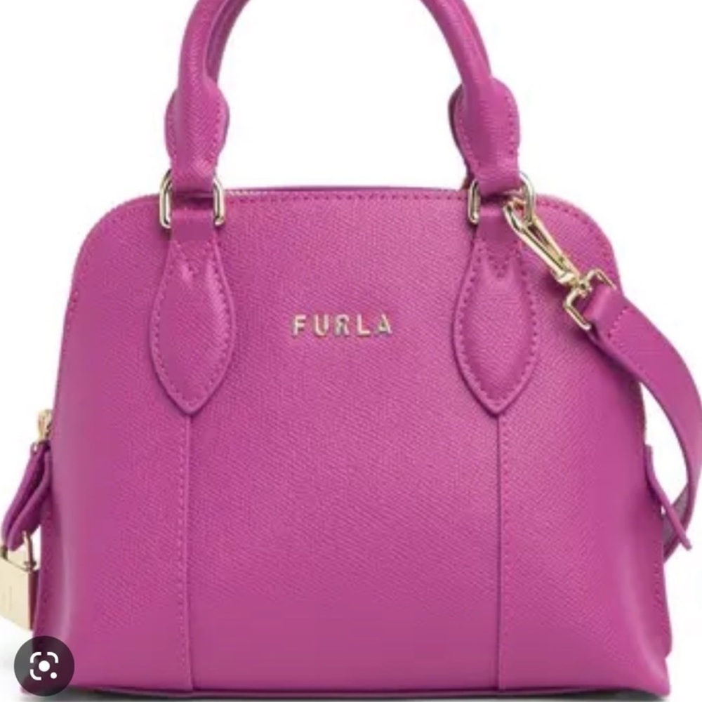 NWT Furla Vittoria Top Handle Dome Crossbody Bag in SHOCK G Pink! Never Used!